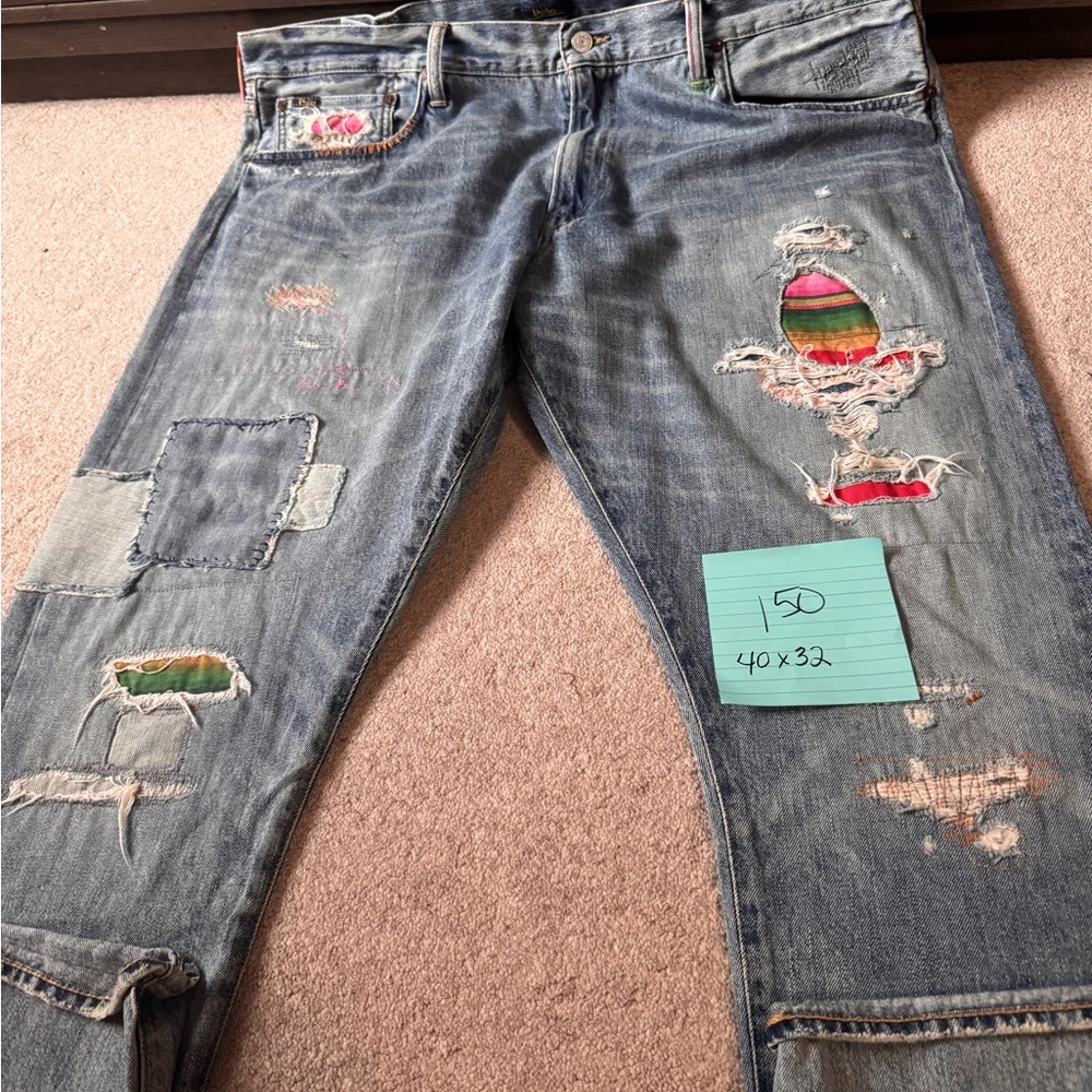 Polo by Ralph Lauren Blue Distressed Slim Jeans